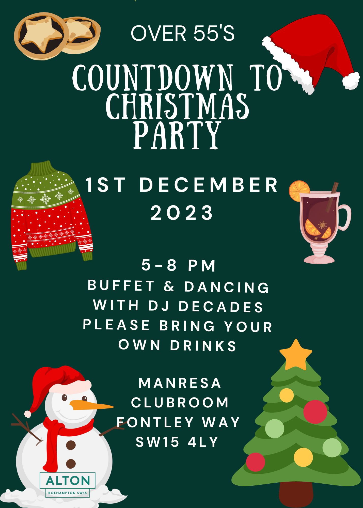 Over 55s Christmas Party Invitation
